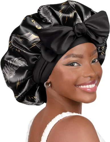 Vista 12 de YANIBEST Gorro de seda ajustable para mujeres durmientes, gorro de satén de doble capa que reduce la fricción y evita el encrespamiento y el cabello