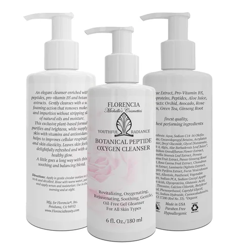Vista 5 de Florencia Limpiador de oxígeno de péptidos botánicos. Espuma diaria, gel sin aceite para pieles secas a grasas, sensibles. Limpiador revitalizante