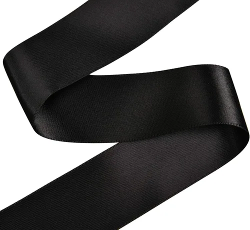 Vista 3 de YAMA Cinta de satén de doble cara, 1 1/2 pulgadas, 25 yardas para envolver regalos, color negro
