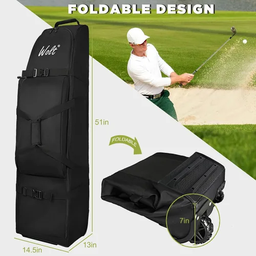 Vista 2 de WOLT Bolsa de viaje de golf con sistema de soporte antiimpacto, funda de viaje de golf acolchada suave para líneas aéreas, tela Oxford resistente