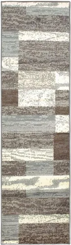 Vista 3 de Superior Alfombra de pasillo para interiores, respaldo de yute, decoración moderna de patchwork geométrico para dormitorio, oficina, sala de estar