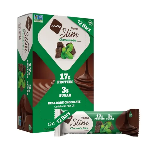 Vista 22 de Nugo Slim Dark Chocolate Mint, 0.71 oz de proteína vegana, 0.11 oz de azúcar, 0.16 oz de fibra, bajo en carbohidratos netos, apto para dieta