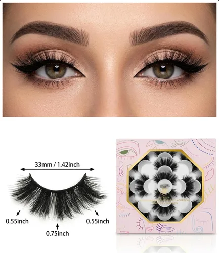 Vista 3 de Pestañas postizas naturales de visón 6D, aspecto dramático, pestañas postizas esponjosas, extensión de maquillaje, pestañas largas hechas a mano