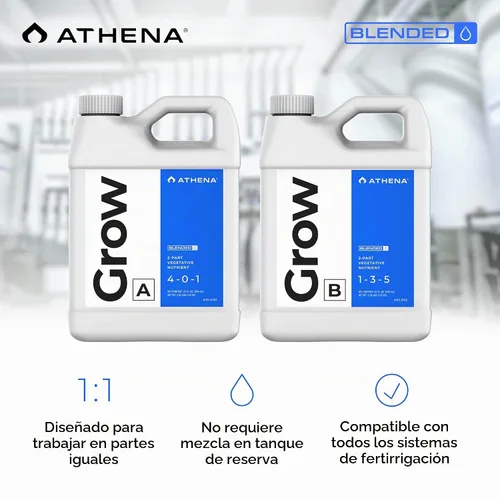 Vista 6 de Athena Blended Grow A&B Fertilizante vegetal de 2 partes Hydro & Soil 32 oz