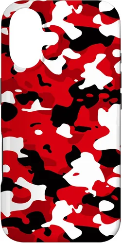 Vista 32 de iPhone 16 Negro + Blanco + Rojo Camuflaje Patrón Funda