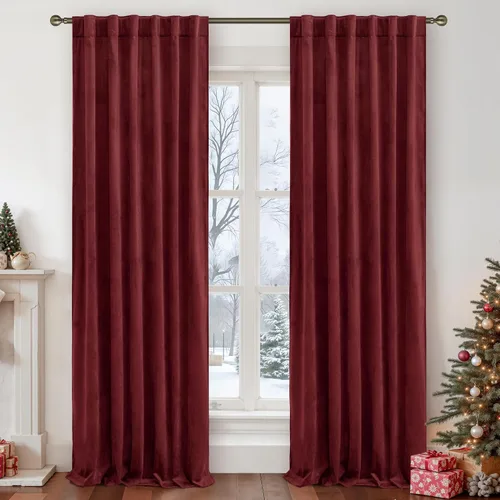 Vista 22 de LAMIT - Paneles de terciopelo beige para sala de estar de 72 pulgadas de largo, elegantes cortinas aisladas térmicamente e insonorizadas