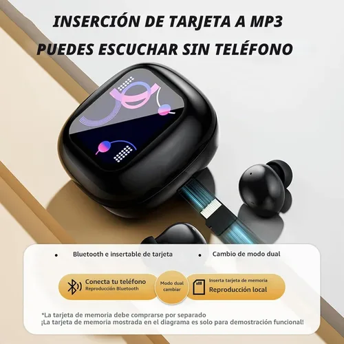 Vista 3 de Pantalla táctil invisible pequeños mini auriculares inalámbricos Bluetooth 5.4 discretos auriculares ocultos para el trabajo, auriculares