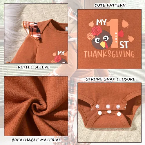 Vista 18 de HINTINA Conjunto de ropa para bebé recién nacida con diadema para el primer Halloween
