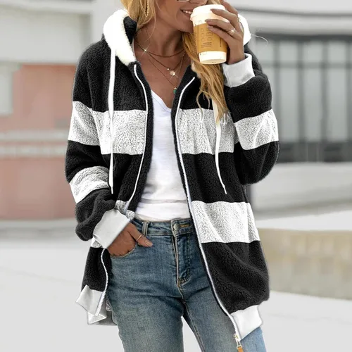 Vista 3 de APIVOE Winter Coats for Women Fuzzy Fleece Zip Up Jackets Fall Fashion Dressy Oversized Fluffy Sherpa Sweatshirts Outerwear