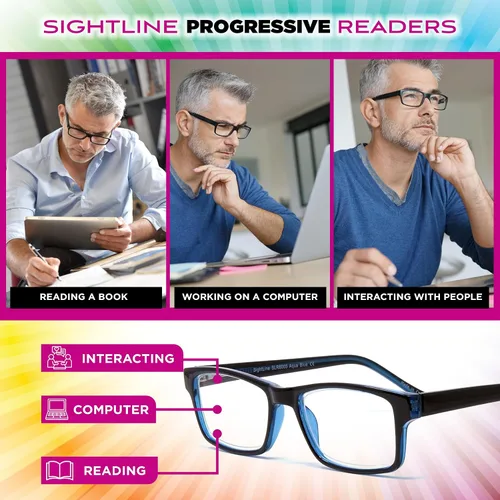 Vista 5 de Sightline Readers Progressive Multifocus Reading Glasses for Men and Women with Anti-Reflective & Easy-Adapt Lenses 6005