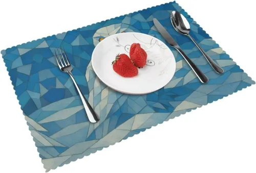 Vista 12 de Rectangular Placemats Set of 4, Heat Resistant Origami Fold Printed Kitchen Dining Table Mats
