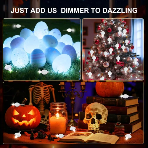 Vista 7 de Aogist Paquete de 24 luces LED pequeñas que funcionan con pilas, impermeables, duran 48 horas para linternas de papel, globos, flores, bodas y Blanco
