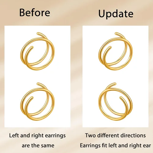 Vista 11 de 2 Pairs Double Hoop Earrings, Gold Cartilage Earrings for Women, Small Silver Helix Piercing Jewelry,Spiral Nose Ring Tiny Twist Earrings as Gift