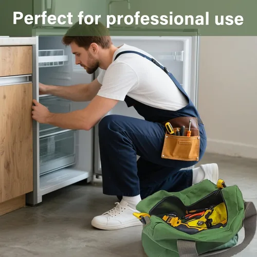Vista 6 de WRINGKIT Paquete de 2 bolsas de herramientas de boca ancha, 14 pulgadas, gran capacidad Heavy Duty Canvas Tool Storage Bag, Zipper Utility
