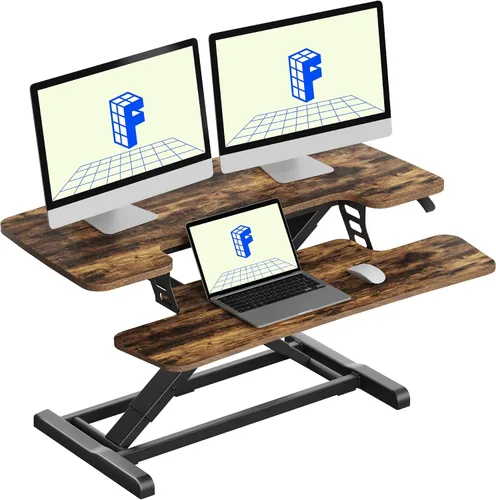 Vista 16 de FLEXISPOT Convertidor de escritorio de pie de 28 pulgadas para espacios pequeños, elevador de escritorio compacto para computadora de pie Negro