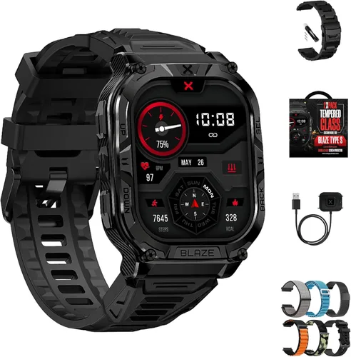 Vista 10 de CARBINOX Blaze Reloj Inteligente con GPS – Rastreadores de Fitness Resistentes, Resistente al Agua IP69K, 170+ Modos Deportivos, Gorilla Glass