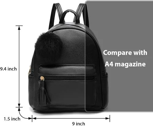 Vista 5 de Mini Backpack Purse for Girls Teens Women Purses PU Leather Pom Backpack Shoulder Bag with Charm Tassel