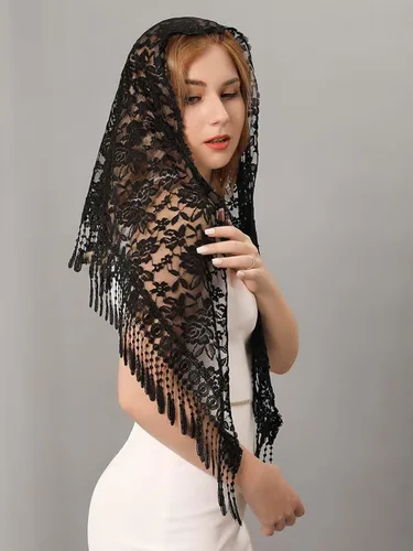 Vista 6 de Unsutuo Velo de Mantilla de encaje velo de iglesia velo católico velo de capilla velo de misa latina bufanda para damas de honor de boda