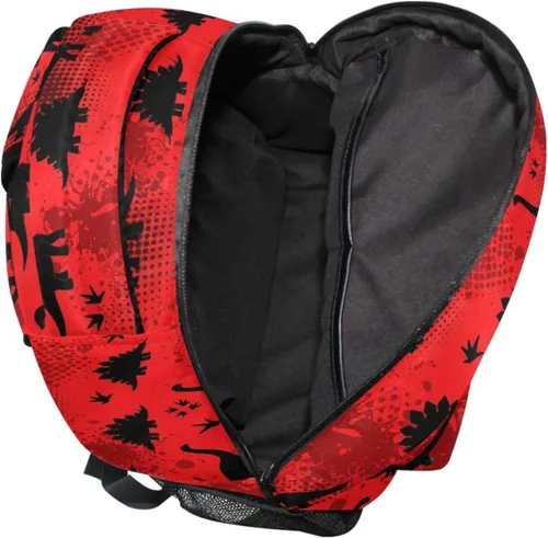 Vista 3 de Mochilas para niños y estudiantes, Dinosaurios rojos, Computadora portátil