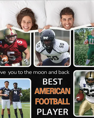 Vista 4 de Manta personalizada con fotos, manta personalizada para el mejor jugador de fútbol americano, regalos de cumpleaños para fanáticos del fútbol, manta
