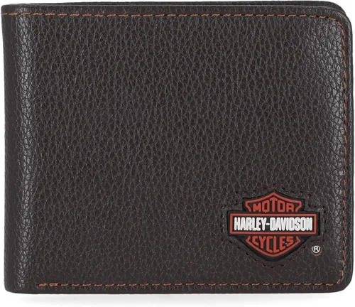 Vista 12 de Harley-Davidson Cartera de cuero genuino con bloqueo RFID para hombre Negro (Indo Billfold)