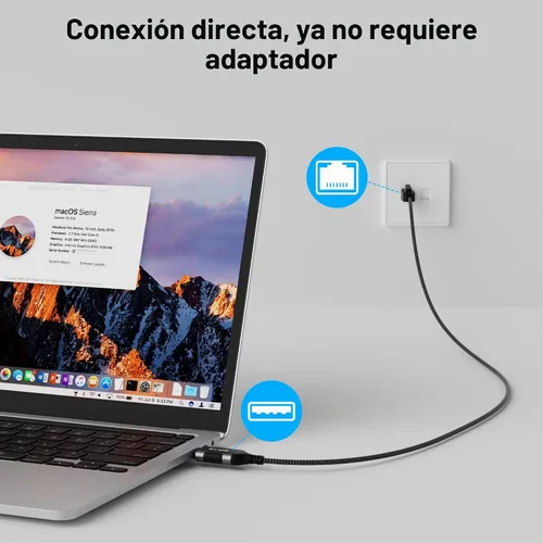 Vista 2 de Kxable Cable USB a Ethernet delgado de 4 pies, cable delgado USB 3.0 A a RJ45, conectado directamente, aluminio, trenzado, OFC, cable de red LAN USB