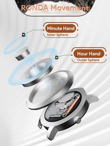 Vista 4 de Reloj analógico magnético para hombre, reloj de pulsera de vestir de moda con correa de silicona, reloj impermeable 3ATM - Relojes elegantes