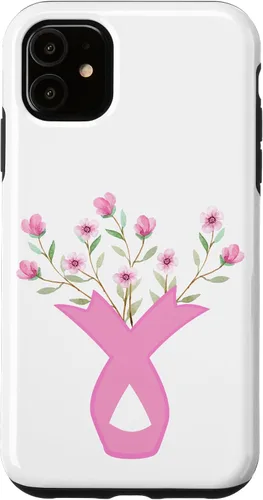 Vista 8 de Flower Jar Pink Ribbon Breast Cancer Awareness Month Women Case for iPhone 17