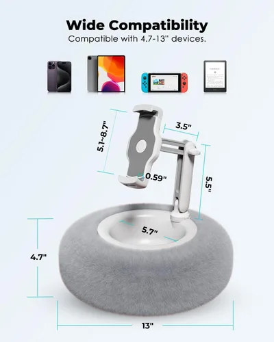 Vista 3 de Viozon Almohada con soporte para tablet, compatible con teléfono/tableta de 4.7 a 13 pulgadas, iPad, iPhone, Samsung, Google, Kindle, soporte