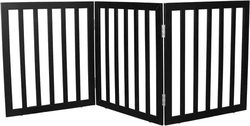 Vista 26 de Puerta para perros para interiores, valla independiente para perros, para la casa, puertas, pasillos o escaleras, puerta para mascotas plegable