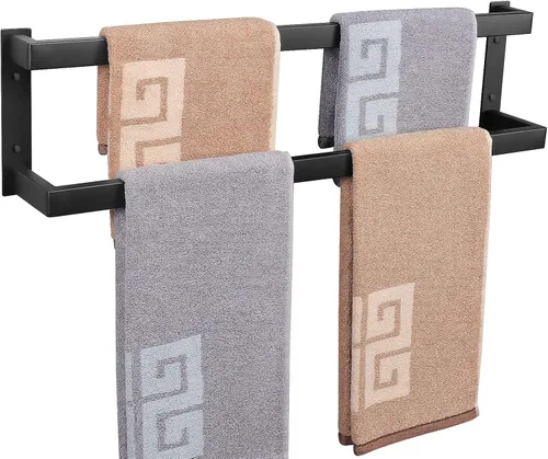 Vista 11 de NearMoon Toallero de baño, soporte para toallero, estante cuadrado, toalla colgante para baño, toallero grueso de acero inoxidable SUS304 montado