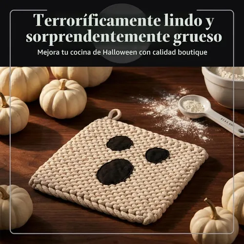 Vista 2 de Mud Pie Soporte para ollas de Halloween fantasma, almohadilla caliente