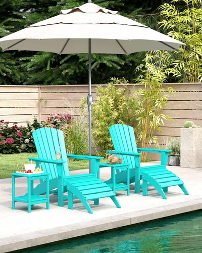 Vista 2 de BRIOPAWS - Set de 2 sillas Adirondack Silla para hoguera Tamaño grande Plástico HDPE Resistente a la intemperie para terraza, piscina al