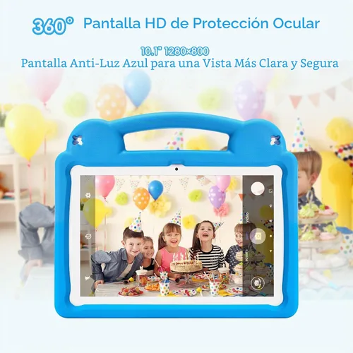 Vista 5 de Tableta para niños, tableta Android 15 de 10 pulgadas, 8 GB de RAM y 64 GB de ROM, CPU Octa-Core, Wi-Fi 6 de doble banda, batería de 5000 mAh Azul