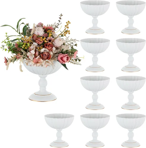 Vista 11 de Sziqiqi Jarrón de Urna Dorado para Boda: Jarrones de 7.9 Pulgadas de Alto como Centros de Mesa para Decoraciones de Mesa - Juego de 2 Jarrones