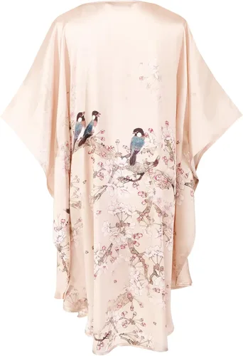 Vista 2 de Pijama de seda 100% para mujer, bata de baño de seda para mujer, bata de kimono de seda, bata de baño con mangas de muñeca, patrón floral
