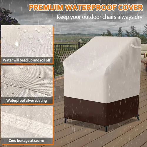 Vista 4 de STARTWO Fundas apilables para sillas de patio, resistentes e impermeables, para muebles de exterior, se adapta a 4-6 sillas de comedor apilables, 36