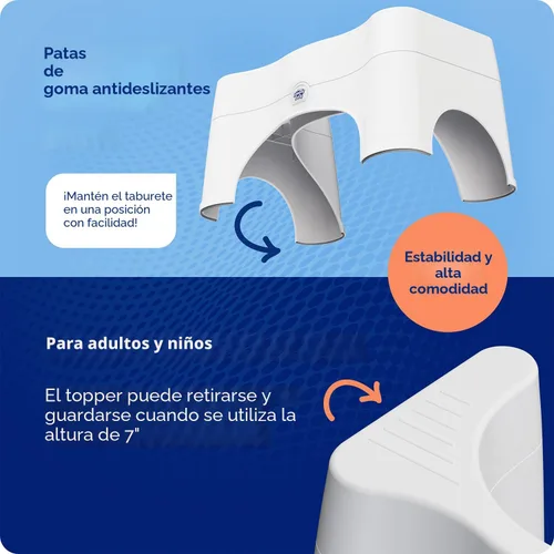 Vista 7 de Squatty Potty The Original Taburete de Baño para Inodoro - Ajustable 2.0, Convertible a 7" o 9" de Altura con Tapa Removible para Adultos y Niños