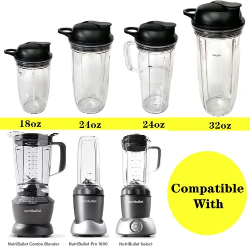 Vista 7 de Vaso de piezas de repuesto con tapa To-Go, compatible con NutriBullet Blender Combo, NutriBullet Pro 1000 y NutriBullet Select 2.0 (24 onzas con asa)