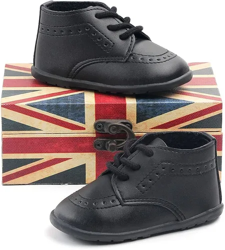Vista 4 de Casazoe Zapatos Oxford para bebés y niñas, de piel sintética, mocasines de boda, zapatos de vestir para bautizo, primeros pasos para caminar
