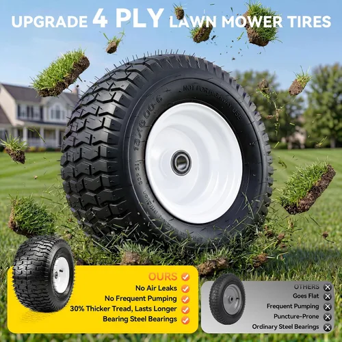Vista 7 de YITAMOTOR 15x6.00-6 Neumáticos y ruedas para cortacésped, cubo centrado de Diámetro del rodamiento de 3/4", neumáticos tipo tubo delantero de 4