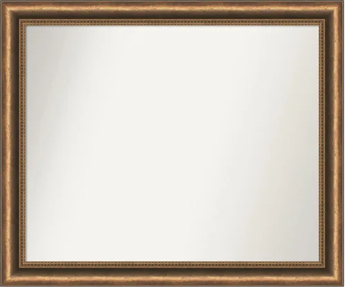 Vista 107 de Amanti Art Espejo de baño de bronce para sobre fregadero, 24 x 24 pulgadas, espejo de tocador cuadrado estrecho de bronce Manhattan, marco de madera