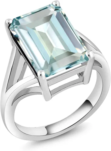 Vista 25 de Gem Stone King Anillo de compromiso solitario con piedra preciosa de corte esmeralda de 0.551 x 0.394 in para mujer, plata de ley 925, anillo