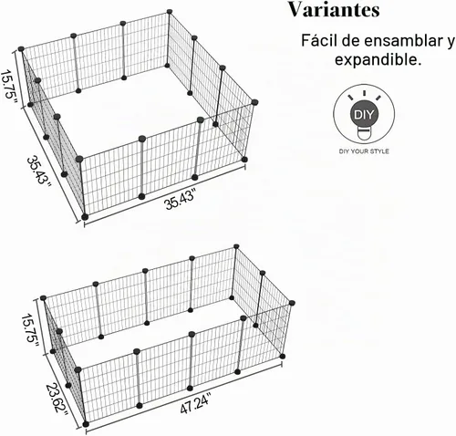 Vista 4 de C&AHOME Corralito para mascotas, suministros para animales pequeños, 12 paneles de jaula de corrales de ejercicio, rejillas C, valla portátil
