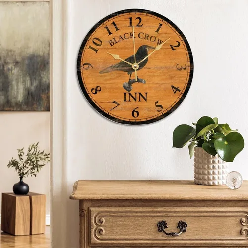 Vista 3 de ArogGeld Reloj de pared de Halloween para dormitorio, cuervo negro, vintage