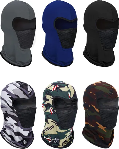 Vista 8 de Pasamontañas de invierno de 6 piezas, transpirable, cubierta facial de esquí, protección contra el polvo, cubierta de cuello largo para actividades