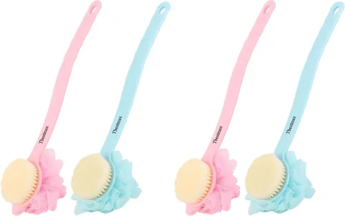 Vista 8 de Tbestmax Esponja de esponja para la espalda, cepillo de cuerpo de ducha de mango largo con esponja de malla suave para mujeres, baño exfoliante