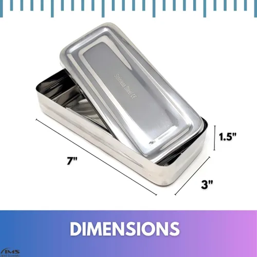 Vista 2 de Cajas rectangulares de acero inoxidable, contenedores organizadores de almacenamiento vacíos con tapas para objetos pequeños, contenedores Liso: 7
