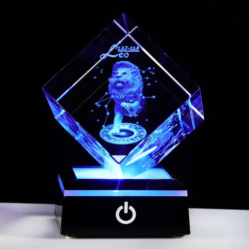 Vista 15 de Regalos de astrología del zodiaco Capricornio con cristales 3D para mujeres y hombres, figura de cristal de Capricornio, decoración de constelación