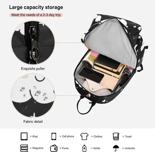 Vista 6 de Unisex Tennis Bag Waterproof Cartoon Happy White Cloud Black Sports Tennis Badminton Bag Case for Women Men raquetas Denis para principiantes